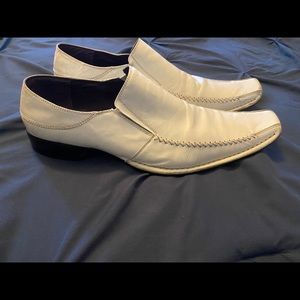 Mens Aldo Genuine White Leather Slip Ons